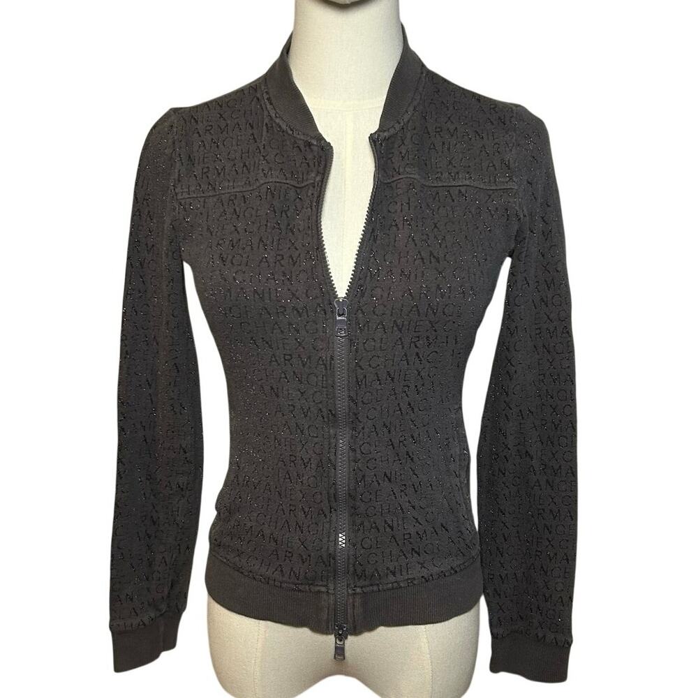 Armani Exchange Gray Zip Mock Neck Athletic Jacket Small Minimalist Gorpcore